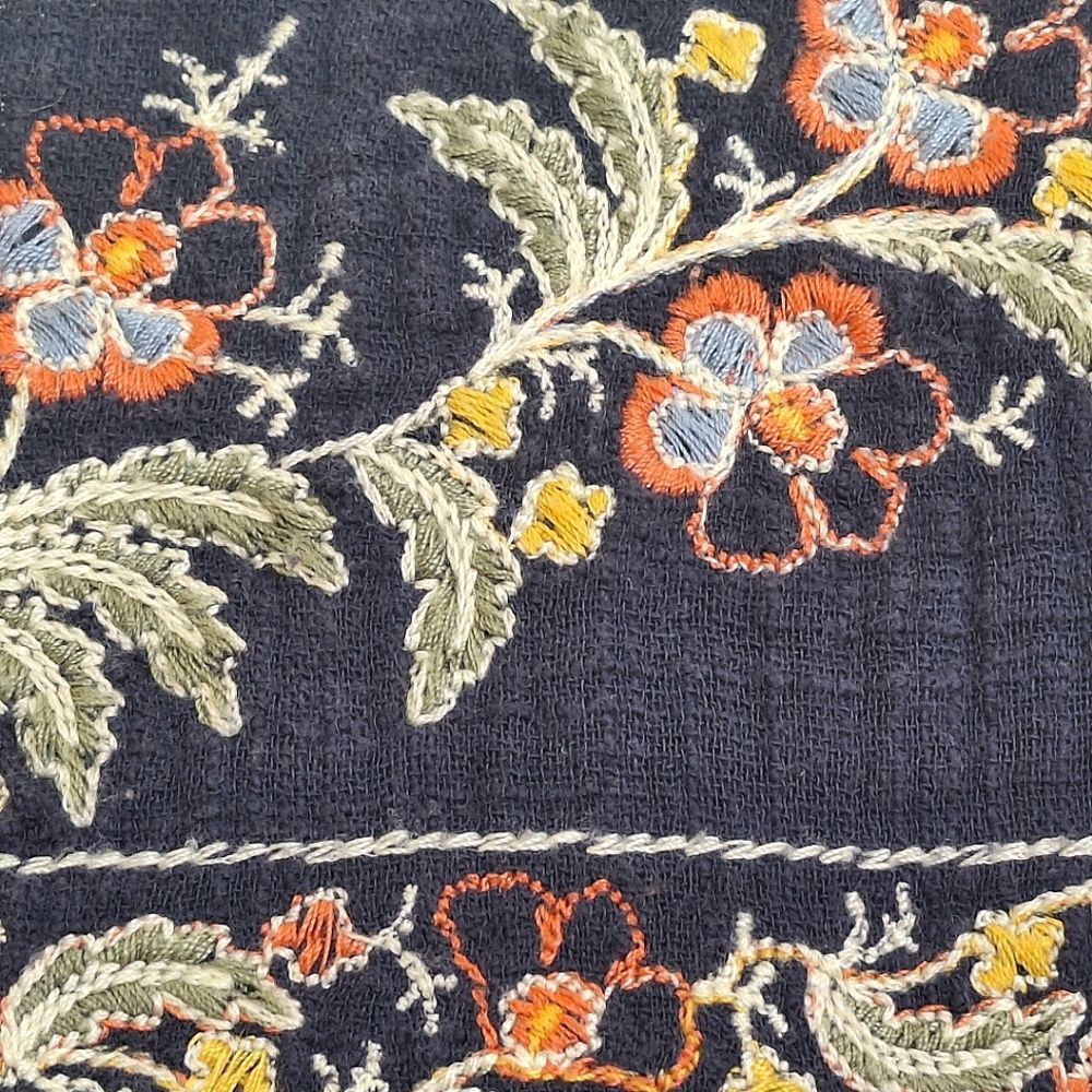 Max Studio Embroidered Sleeveless Dress Pockets Tiered Cotton Gauze XS Navy Blue - Picture 5 of 16